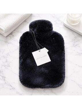 Love & Lore Black Indigo Hot Water Bottle Faux Fur